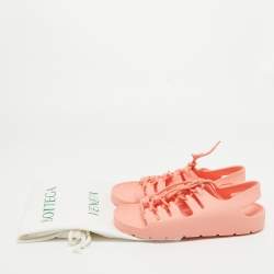 Pre Owned Bottega Veneta Pink Rubber Slingback Flats Size 39