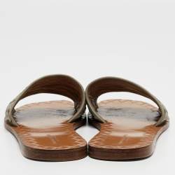Bottega Veneta Grey Intrecciato Leather Flat Slides Size 37