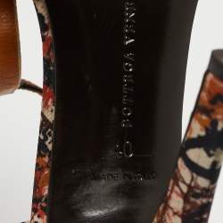 Bottega Veneta Tricolor Printed Satin T-Bar Ankle Strap Sandals Size 40