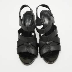Pre Owned Bottega Veneta Black Leather Strappy Sandals Size 36