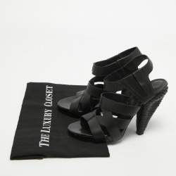 Pre Owned Bottega Veneta Black Leather Strappy Sandals Size 36