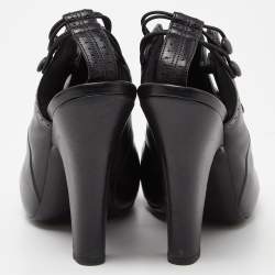 Pre Owned Bottega Veneta Black Leather Button Detail Slingback Sandals Size 38