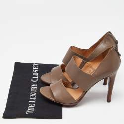 Bottega Veneta Grey Leather Strappy Slide Sandals Size 37.5