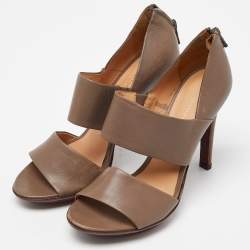 Bottega Veneta Grey Leather Strappy Slide Sandals Size 37.5