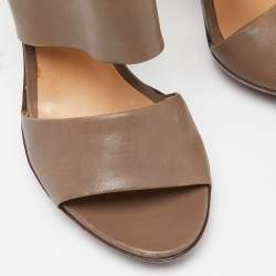 Bottega Veneta Grey Leather Strappy Slide Sandals Size 37.5