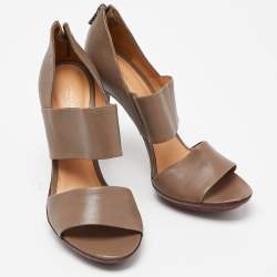 Bottega Veneta Grey Leather Strappy Slide Sandals Size 37.5