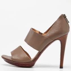 Bottega Veneta Grey Leather Strappy Slide Sandals Size 37.5
