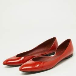 Bottega Veneta Orange Patent Leather Ballet Flats Size 38