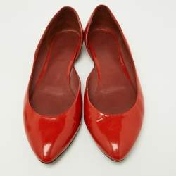 Bottega Veneta Orange Patent Leather Ballet Flats Size 38