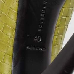 Pre Owned Bottega Veneta Green Intrecciato Leather Peep Toe Pumps Size 40