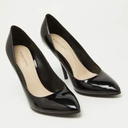 Pre Owned Bottega Veneta Black Patent Leather Pointed Toe Pumps Size 39