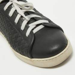 Pre Owned Bottega Veneta Black Intrecciato Leather Low Top Sneakers Size 39