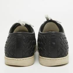 Pre Owned Bottega Veneta Black Intrecciato Leather Low Top Sneakers Size 39