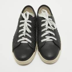 Pre Owned Bottega Veneta Black Intrecciato Leather Low Top Sneakers Size 39