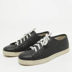 Pre Owned Bottega Veneta Black Intrecciato Leather Low Top Sneakers Size 39