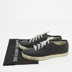 Pre Owned Bottega Veneta Black Intrecciato Leather Low Top Sneakers Size 39