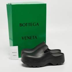 Pre Owned Bottega Veneta Black Rubber Flash Mules Size 41