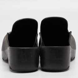 Pre Owned Bottega Veneta Black Rubber Flash Mules Size 41
