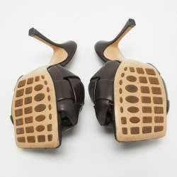 مملوكة مسبقًا Bottega Dark Brown Quilted Leather Lido Slide Sandals Size 37