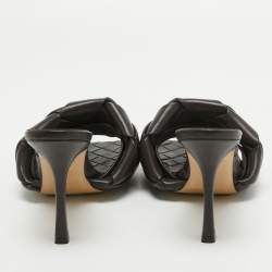 مملوكة مسبقًا Bottega Dark Brown Quilted Leather Lido Slide Sandals Size 37