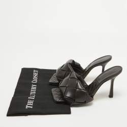 مملوكة مسبقًا Bottega Dark Brown Quilted Leather Lido Slide Sandals Size 37