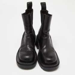 Pre Owned Bottega Veneta Black Leather Platform Chelsea Boots Size 
