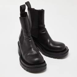 Pre Owned Bottega Veneta Black Leather Platform Chelsea Boots Size 