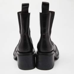 Pre Owned Bottega Veneta Black Leather Platform Chelsea Boots Size 