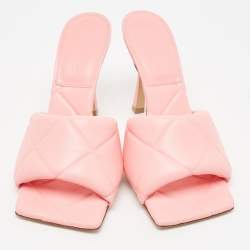 مملوكة مسبقًا Bottega Veneta Pink Leather Lido Slide Sandals Size 39.5