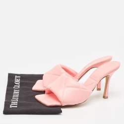 Bottega Veneta Pink Leather Lido Slide Sandals Size 39.5