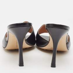 Bottega Veneta Black Leather Stretch Slide Sandals Size 41