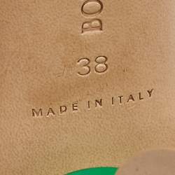 Pre Owned Bottega Veneta Green Leather Dot Embellished Leather Sandals Size 38