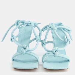 Bottega Veneta Baby Blue Knot Leather Heels Size EU 39.5