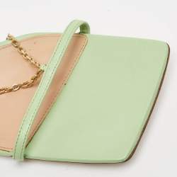 Pre Owned Bottega Veneta Green Leather Stretch Square Ankle Strap Sandals Size 39