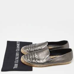 Bottega Veneta Metallic Leather Espadrille Flats Size 39