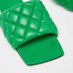 مملوكة مسبقًا Bottega Veneta Green Padded Leather Flat Slides Size 41