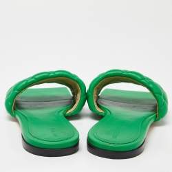 مملوكة مسبقًا Bottega Veneta Green Padded Leather Flat Slides Size 41