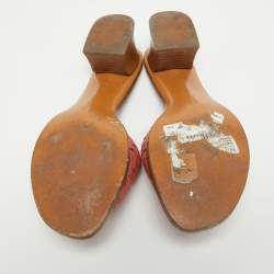 Pre Owned Bottega Veneta Pink Intrecciato Leather Ravello Slides Size 37