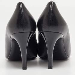 Pre Owned Bottega Veneta Black Patent and Leather Cap Toe Bow Pumps Size 40