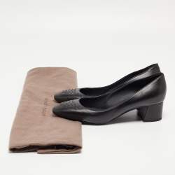 Bottega Veneta Black Leather Block Heel Pumps Size 39