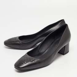 Bottega Veneta Black Leather Block Heel Pumps Size 39