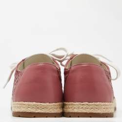 Pre Owned Bottega Veneta Tri Color Intrecciato Leather And Suede Cap Toe Espadrille Low Top Sneakers Size 39.5