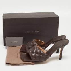 Pre Owned Bottega Veneta Brown Leather Lido Slides Size 39 