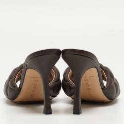 Pre Owned Bottega Veneta Brown Leather Lido Slides Size 39 