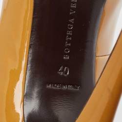 Bottega Veneta Brown Patent Leather Peep Toe Pumps Size 40