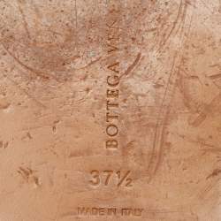 Pre Owned Bottega Veneta White Intrecciato Leather Flat Slides Size 37.5