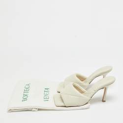 Bottega Veneta Cream Leather Lido Open Toe Slide Sandals Size 39