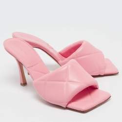 Bottega Veneta Pink Quilted Leather Slide Sandals Size 40.5