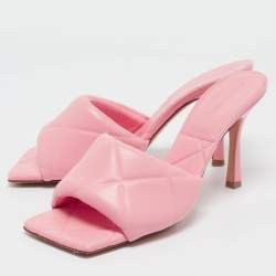 Bottega Veneta Pink Quilted Leather Slide Sandals Size 40.5