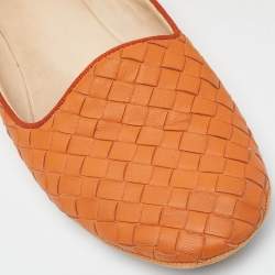 Bottega Veneta Orange Intrecciato Leather Ballet Flats Size 37.5